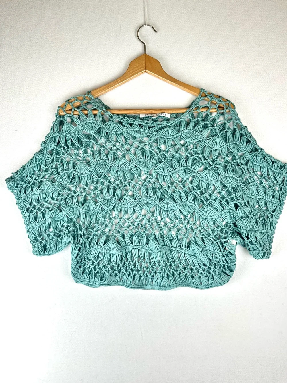 Collective Concepts Crochet Open Weave Sweater Top Boho Featival - Picture 1 of 7